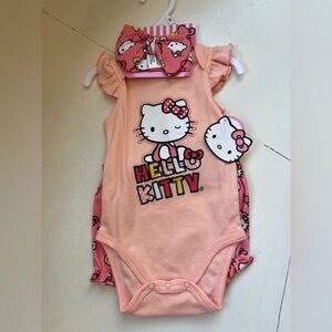 Hello Kitty Peach Onesie 3 Piece Set